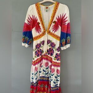 Farm Rio maxi dress - only worn twice. Size Large multi colored with beading